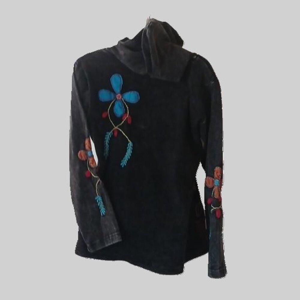 Women's Zippered Hoodie With Embroidery Work Size Medium EUC - Picture 5 of 7
